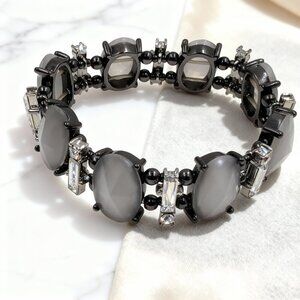 🖤 Edgy Gunmetal Gray Stretch Statement Bracelet 💎
